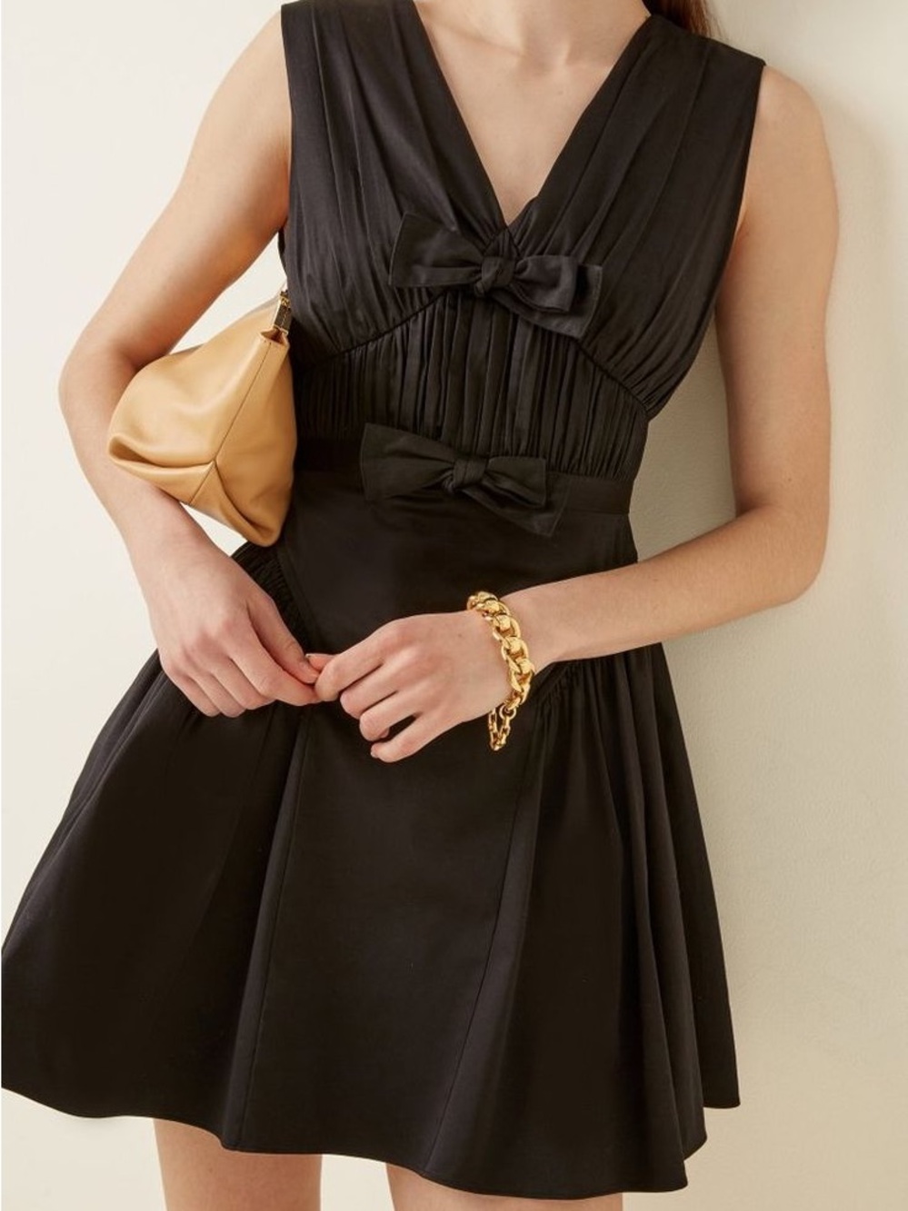 SELF PORTRAIT Bow Detail Mini Dress in black size 4